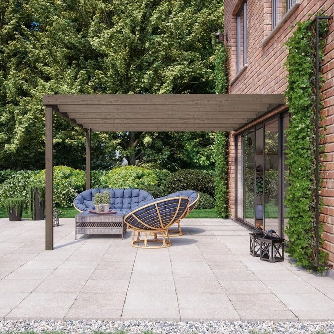 Rutland County Garden Furniture Ltd Wall Mounted Box Pergola - Wood - L180 x W180 x H270 cm - Light Green in Brown 2
