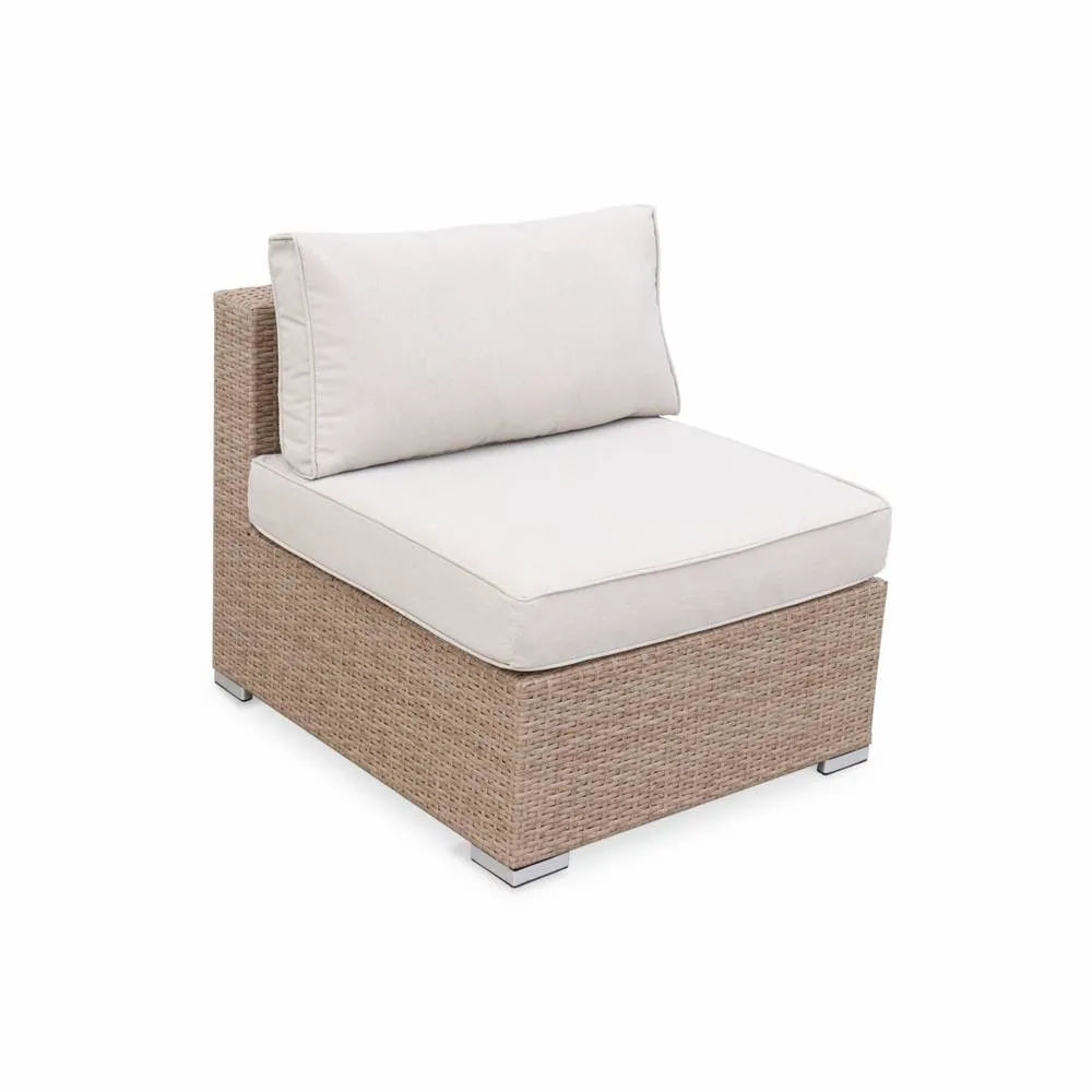 sweeek 5-seater polyrattan corner garden sofa set in Beige 3