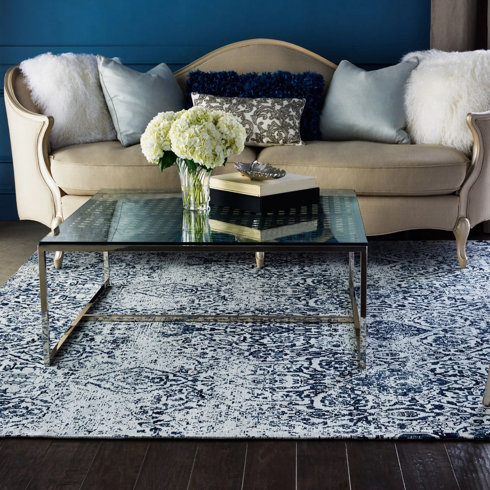 Damask 6 Rug Blue