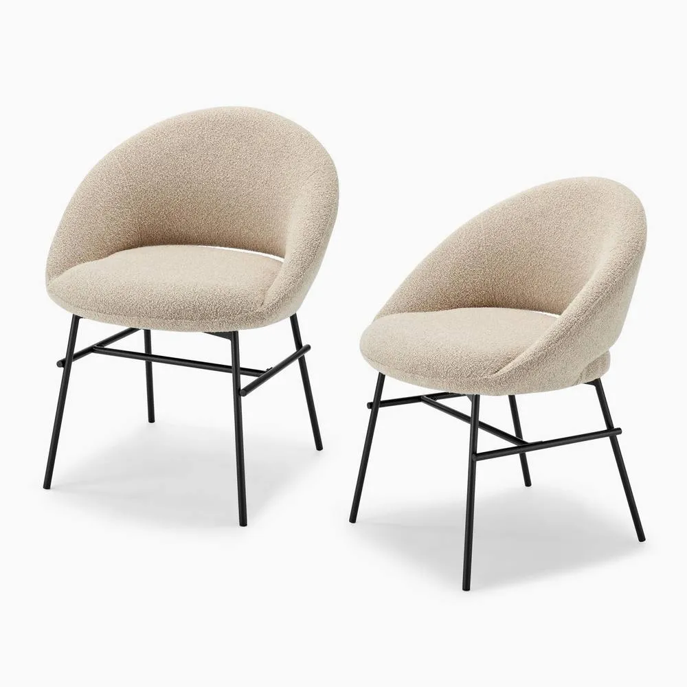 FurnitureboxUK 2x Nella Beige Fabric Dining Chairs 5
