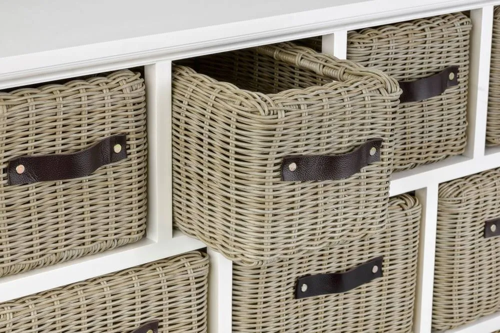 Statement Furniture Tetbury 9 Drawer Storage Unit White with Neutral Extra-Strong Baskets 5