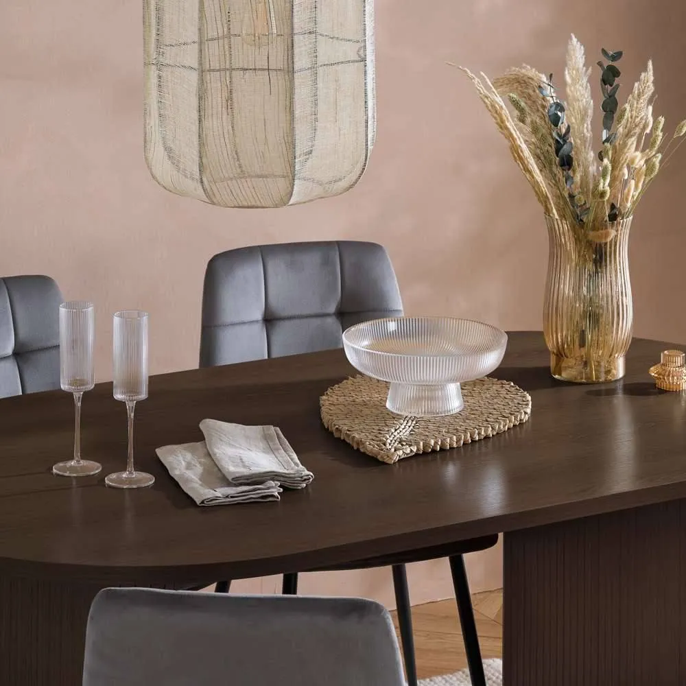 Birlea Axel Oval Fluted Dining Table With 4 Chairs in Brown 2