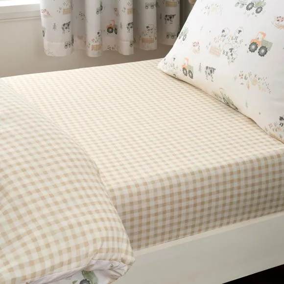 Set of 2 Farmyard Friends 100% Cotton Fitted Sheets 2