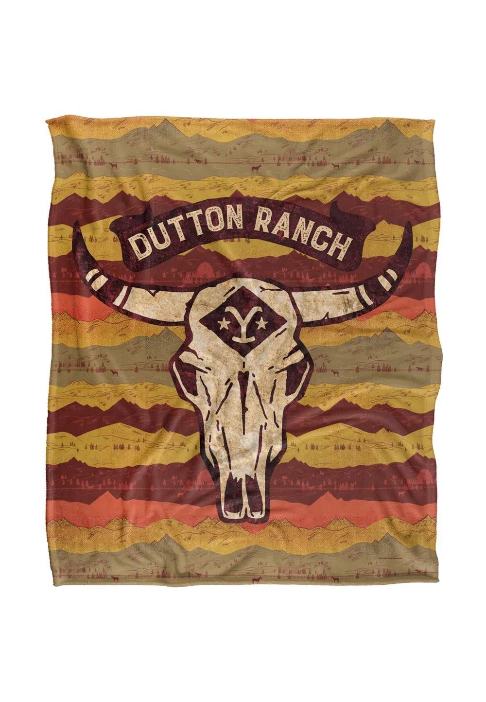 Yellowstone Skull Mountain Pattern Silky Touch Super Soft Throw Blanket 152 X 127 cm in White