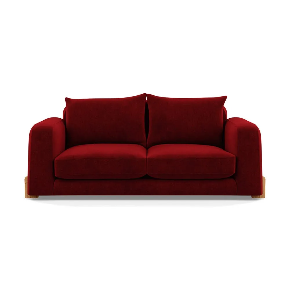Heal's Nuvola 2 Seater Sofa Smart Luxe Velvet Mulberry Natural Oak Feet
