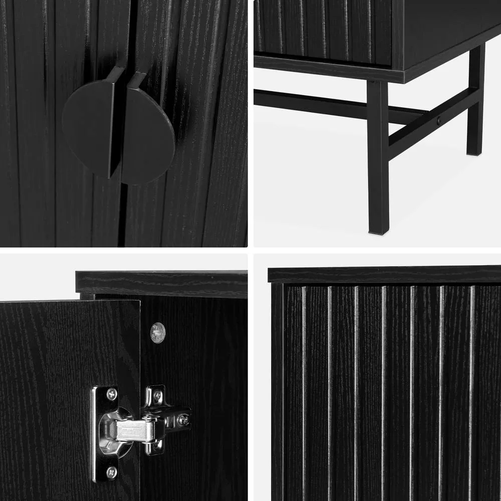 sweeek 157.5cm Tv Unit Wooden Effect 4 Doors in Black 4
