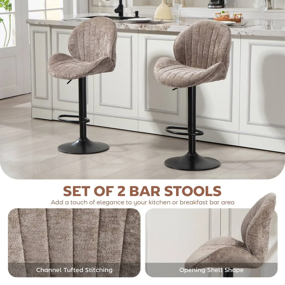 HOMCOM Modern Bar Stools Set of 2, Swivel Counter Height Barstools in Brown 4