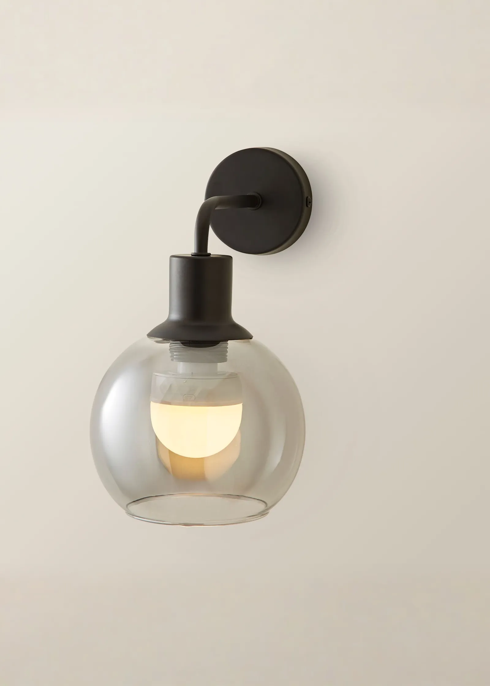 ValueLights Bellamy Globe Glass Shade Rechargeable Wall Light in Black 2