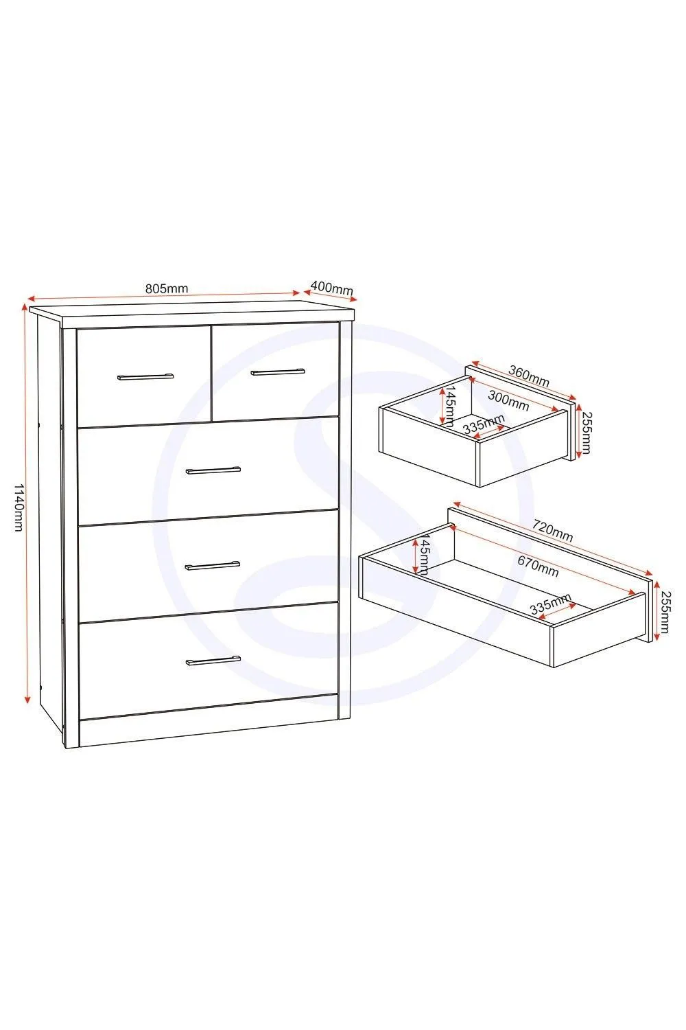 Seconique Lisbon 3+2 Drawer Chest in Charcoal 6