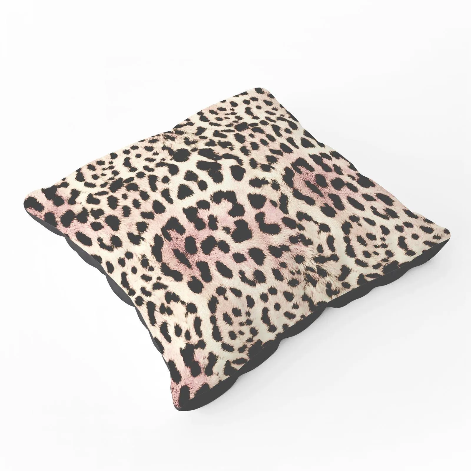 Warren Reed - Designer Leopard Hide Floor Cushion in Brown