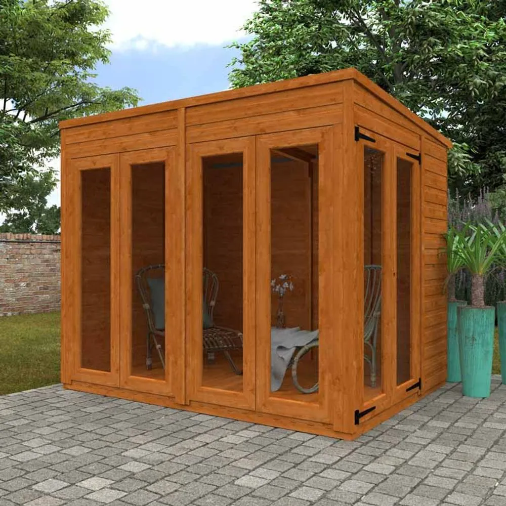 Buttercup Farm 8x6 Flex Pent Full Pane Summerhouse 12mm Flex - L238.8xW175xH203 cm in Burnt Orange 5