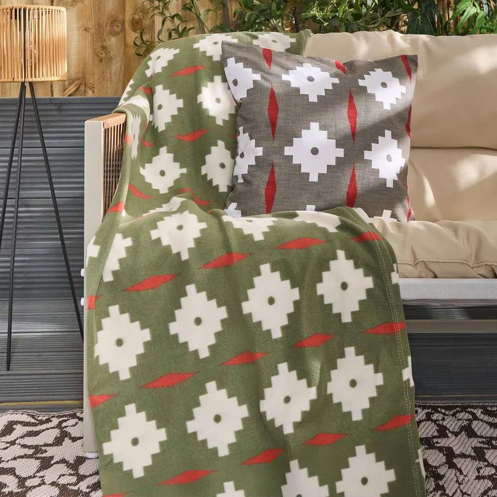 OHS Geo Print Polar Fleece Throw Blanket Lightweight Bedspread