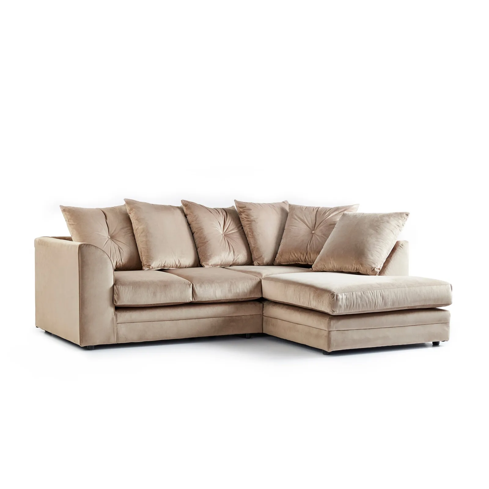 Blake Right Hand Velvet Corner Sofa Beige