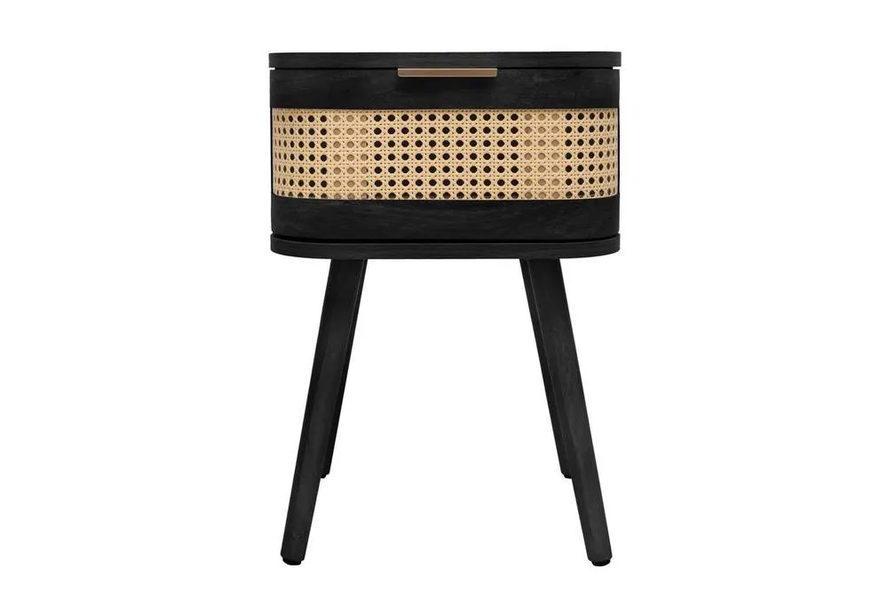Birlea Rattan Bedside Cabinet 1 Drawer Sark Nightstand Side Table in Black 6
