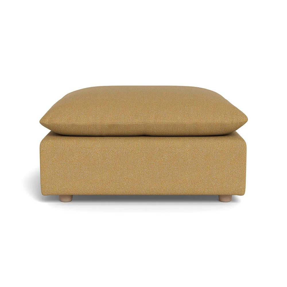 Heal's Astrid Ottoman Boucle Tweed Citrine Natural Beech Feet 1