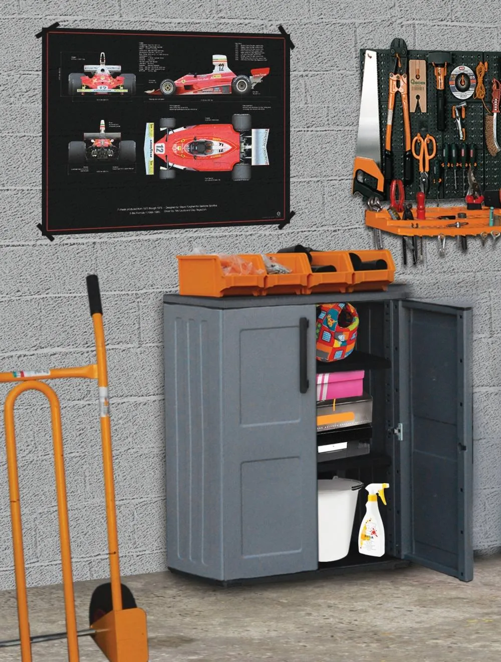 Shires Medium Cabinet Plastic Garden Store Approx L70 x W39 x H85.5 cm in Grey 4