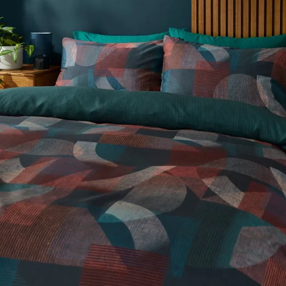 Elison Geometric Sateen Duvet Cover & Pillowcase Set 5