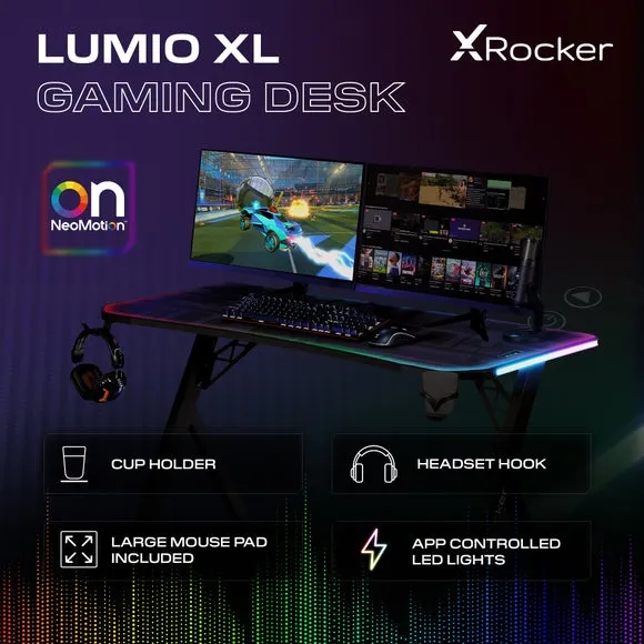 X Rocker Lumio XL LED Gaming Desk 3
