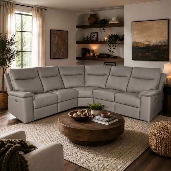 Aspire Toronto Leather Power 5 Seater Recliner Corner Sofa 1