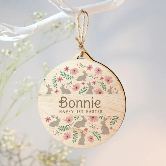 Personalised Floral Easter Tree Wooden Decoration 2