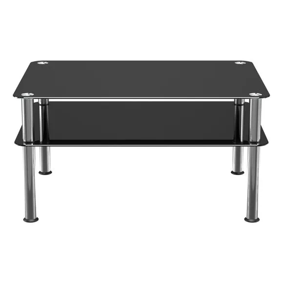 AVF Large Coffee Table, Black Glass with Chrome Legs 3