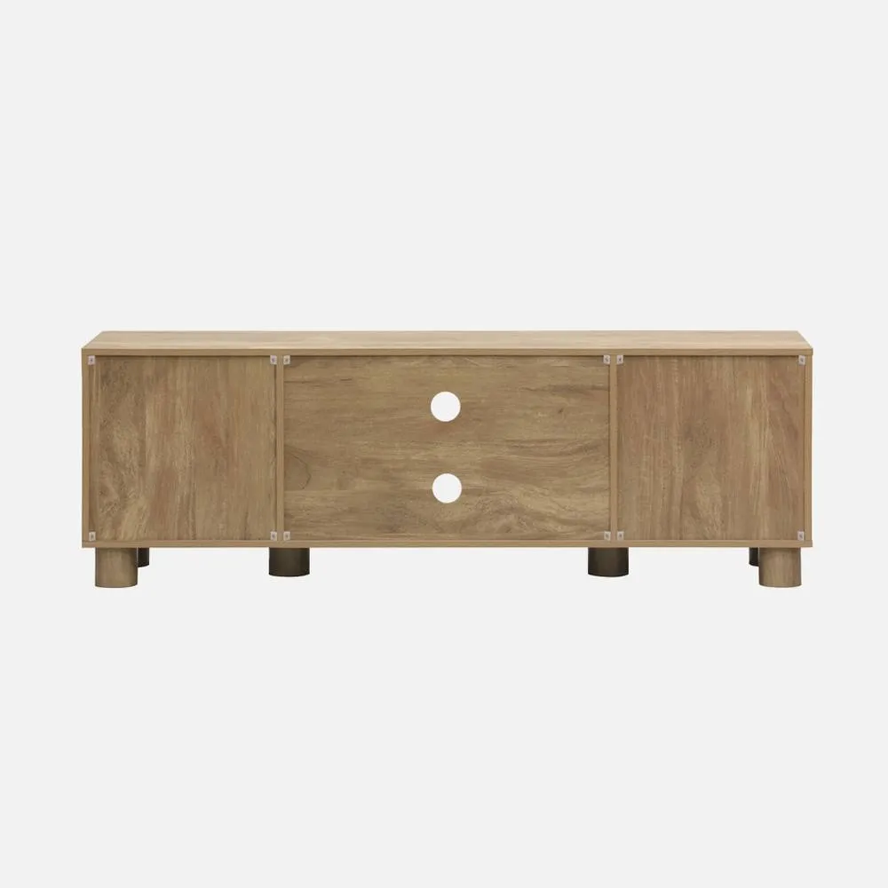 sweeek Exotic Wood Effect Tv Unit With 2 Reversible Doors 155cm in Brown 4