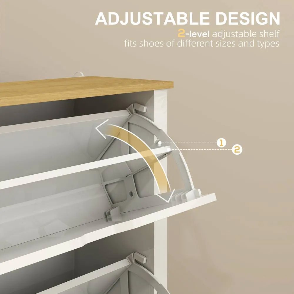 HOMCOM 18-Shoe Storage Cabinet 6 Shelves 3 Drawers in White 6