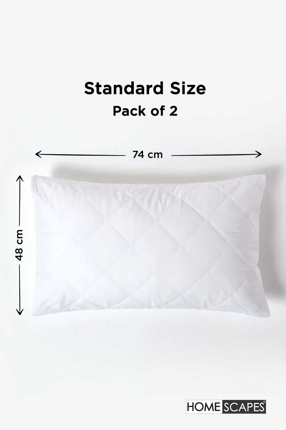 Homescapes Quilted Pillow Protector Pair, Standard Size in White 2