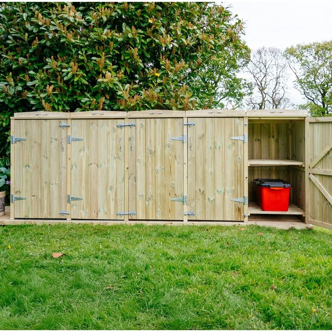 Buttercup Farm Shireburn Bin Store, Fits 1x 180L/240L Wheelie Bins & 8x Boxes in Brown 5