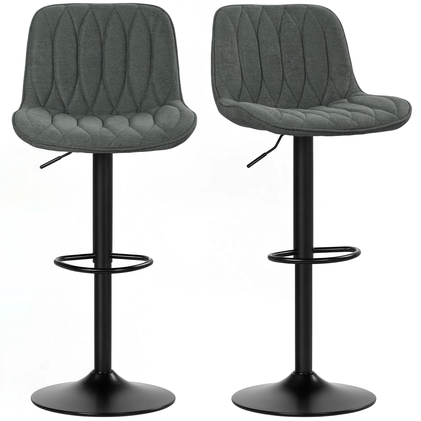 HOMCOM Bar Stools Set of 2, Modern Armless Bar Chairs in Dark Grey 2