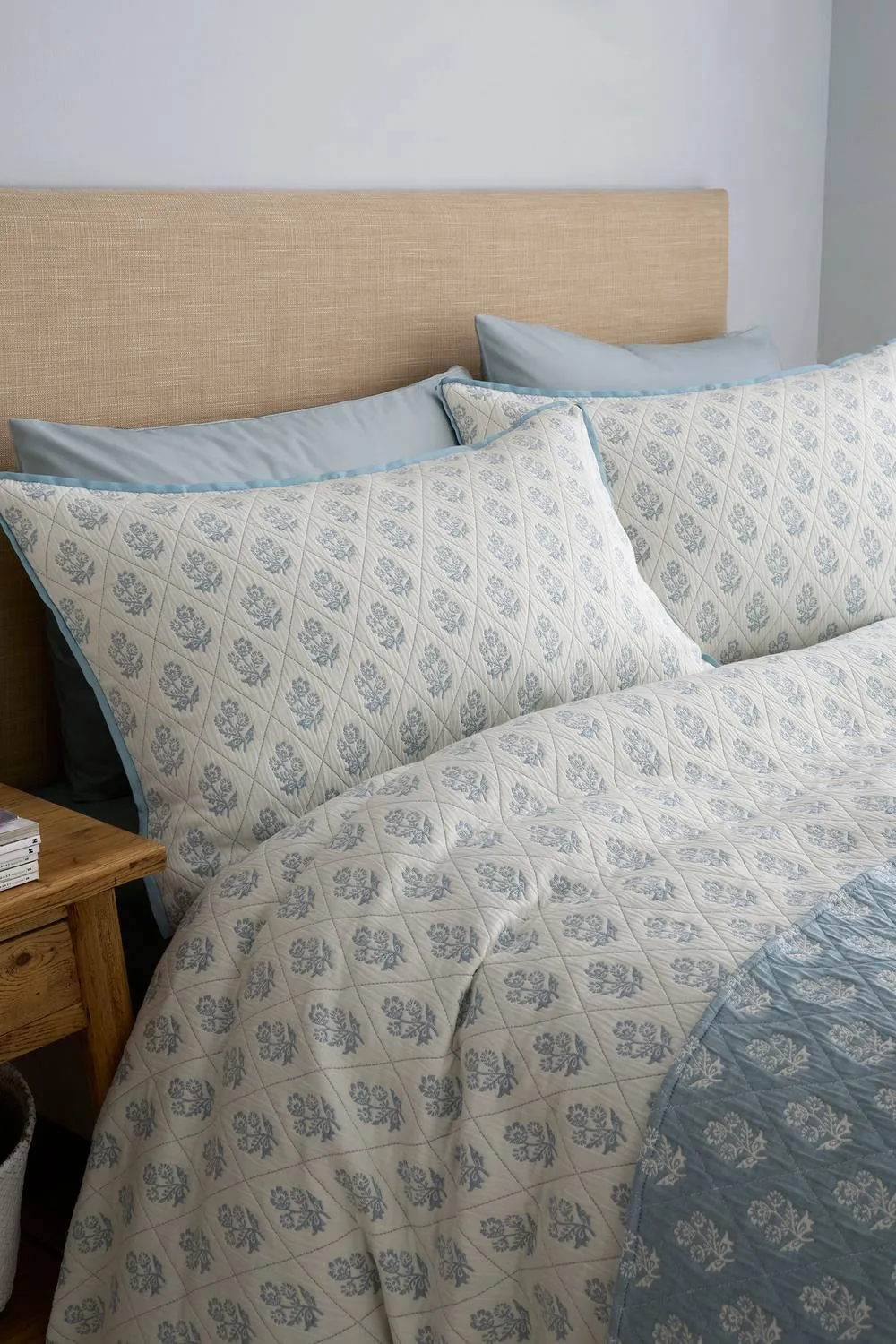 Dreams & Drapes 'Block Floral' Jacquard Duvet Cover Set in Light Blue 2