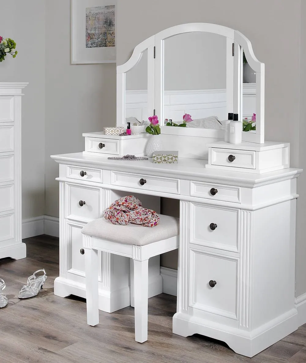 Statement Furniture Gainsborough Large 3-Way Dressing Table Mirror in White 3