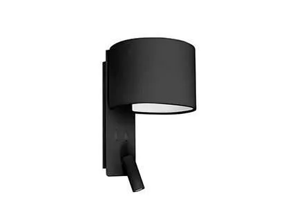 Netlighting Fold Wall Light Black with Shade 1x E27 with Reading Light 3W