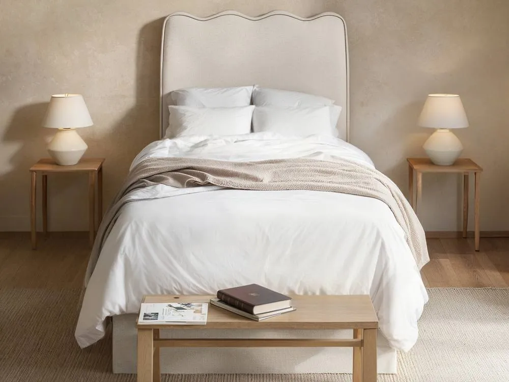 Flair Ellis Single Bed with Trundle Beige Woven Fabric 2