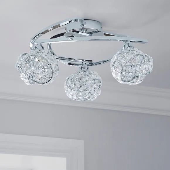Cecilie 3 Light Crystal Semi Flush Ceiling Light 3
