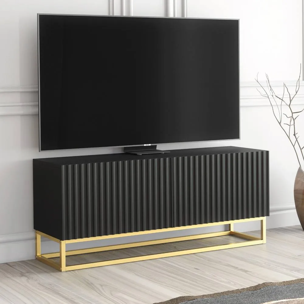 Creative Furniture Ripple TV Unit 100cm - Black with Fluted Doors 6