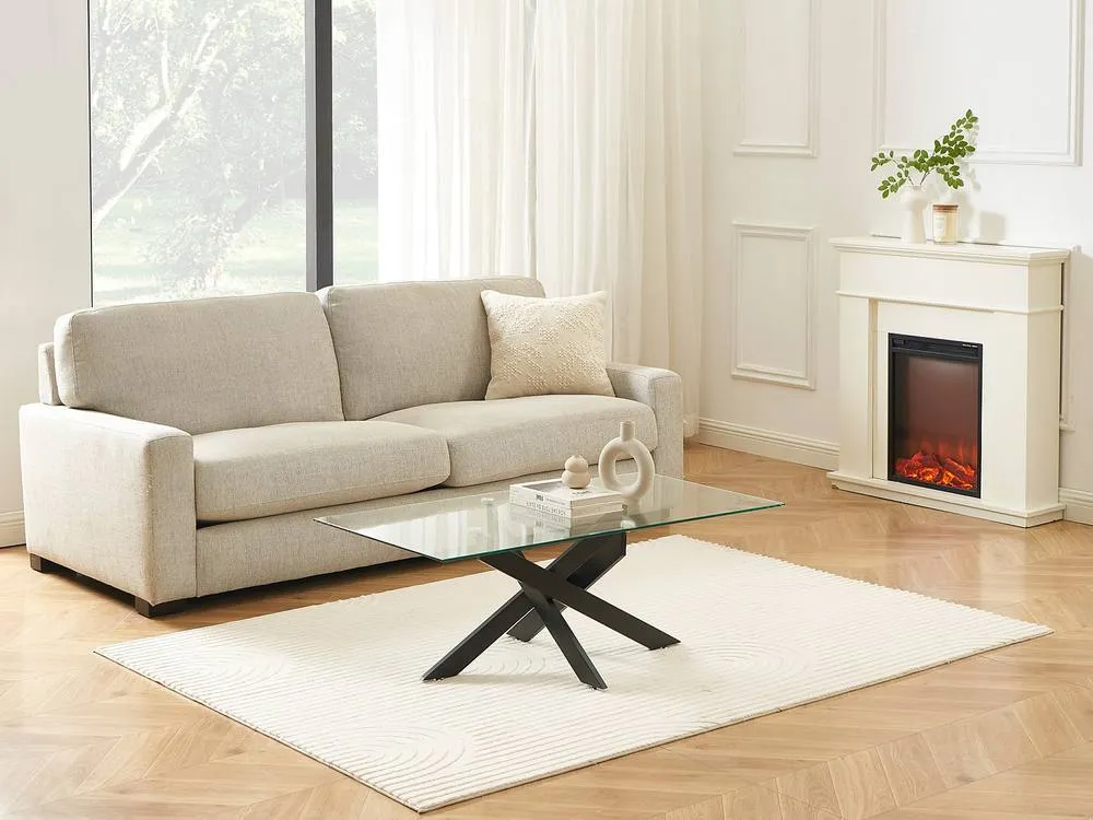 Vente-unique Tempered Glass & Black Metal Coffee Table - Clear - COSIMA 3
