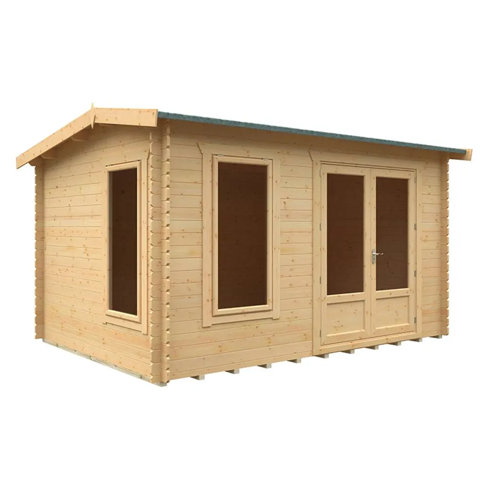 Buttercup Farm 14x10 The Longleat 28mm Cabin - L415 x W295 x H247 cm in Natural