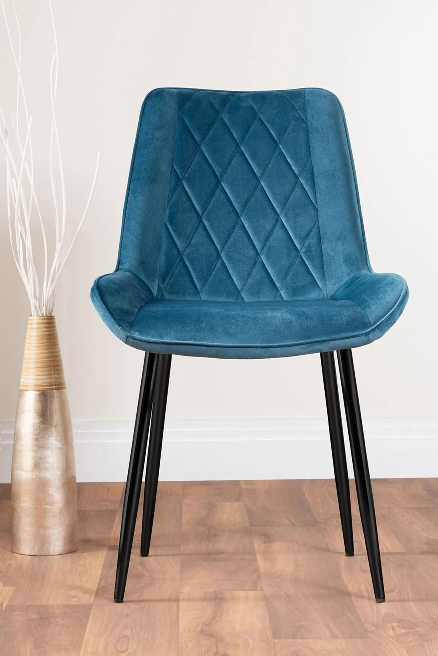 FurnitureboxUK Giovani 4 Grey Dining Table & 4 Pesaro Black Leg Chairs in Blue 6