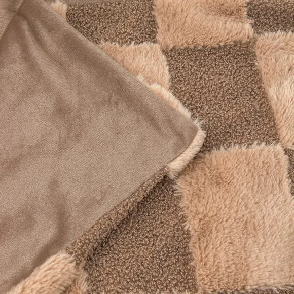 Furn Fur Boucle Check Throw Chocolate Truffle 140 X 180Cm, Brown 2