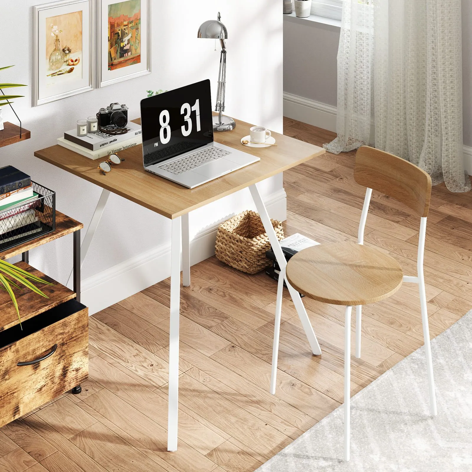 Costway 3-Piece Kitchen Dining Room Furniture Dining Table Set for 2 in White 4