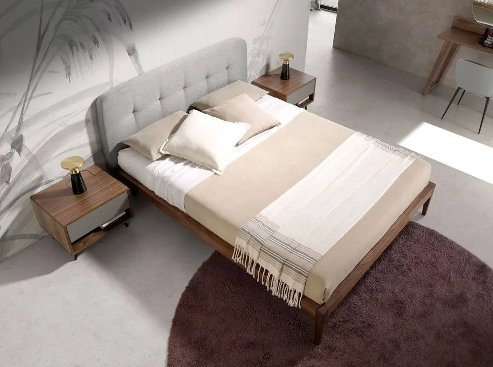 Angel Cerda Grey Tufted Fabric Double Bed Fits 160x200 cm 3