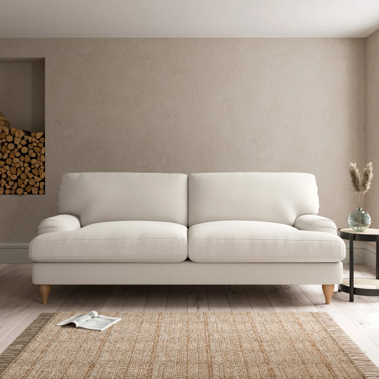 Darwin Slub Cotton Blend 4 Seater Sofa Brown