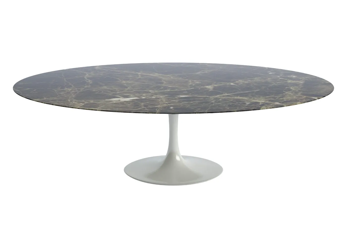 Knoll Saarinen Dining Table with White Base in Brown Emperador 244cm 1
