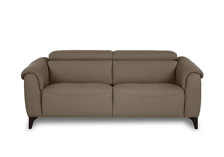 Nicole 3 Seater Leather Recliner Sofa with Headrests and Power Lumbar - Torello Taupe