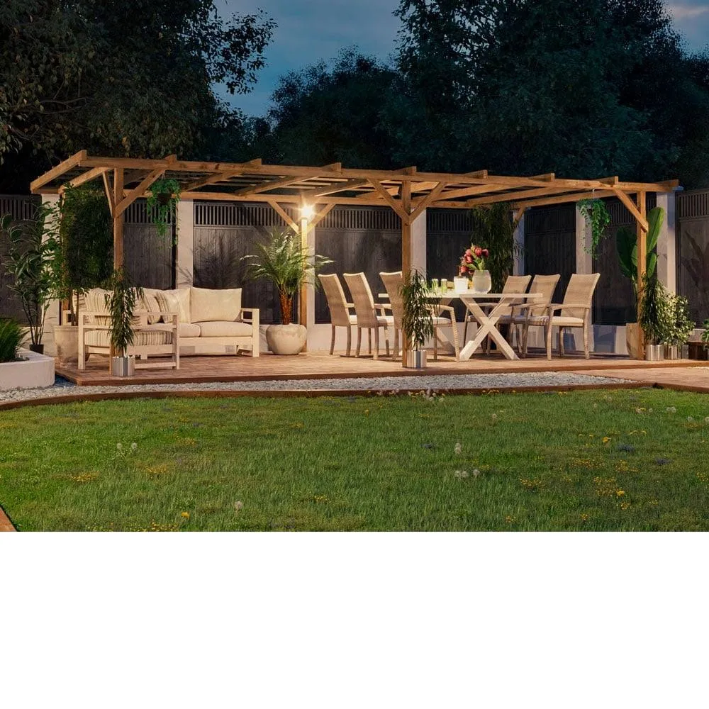 Dunster House Wooden Pergola Kit 6x3m Pressure Treated Heavy Duty Utopia in Brown 2