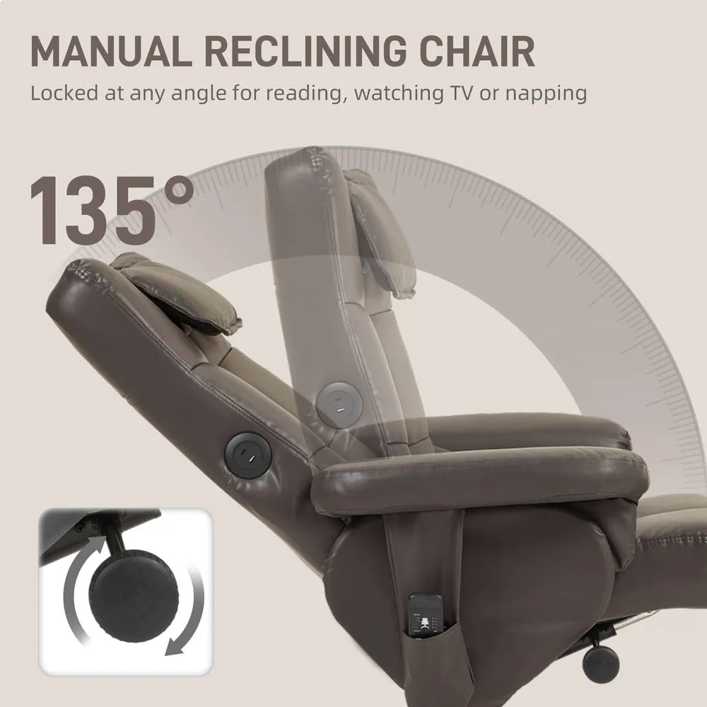 HOMCOM Massage Recliner Chair with Footstool & Hidden Storage, Dark Brown 5