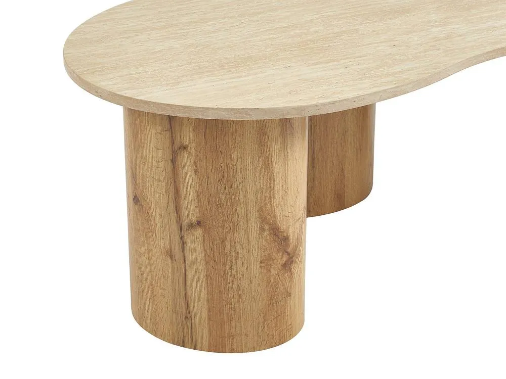 Vente-unique MDF Coffee Table - Beige Travertine Effect & Light Natural- ALOZYA 6