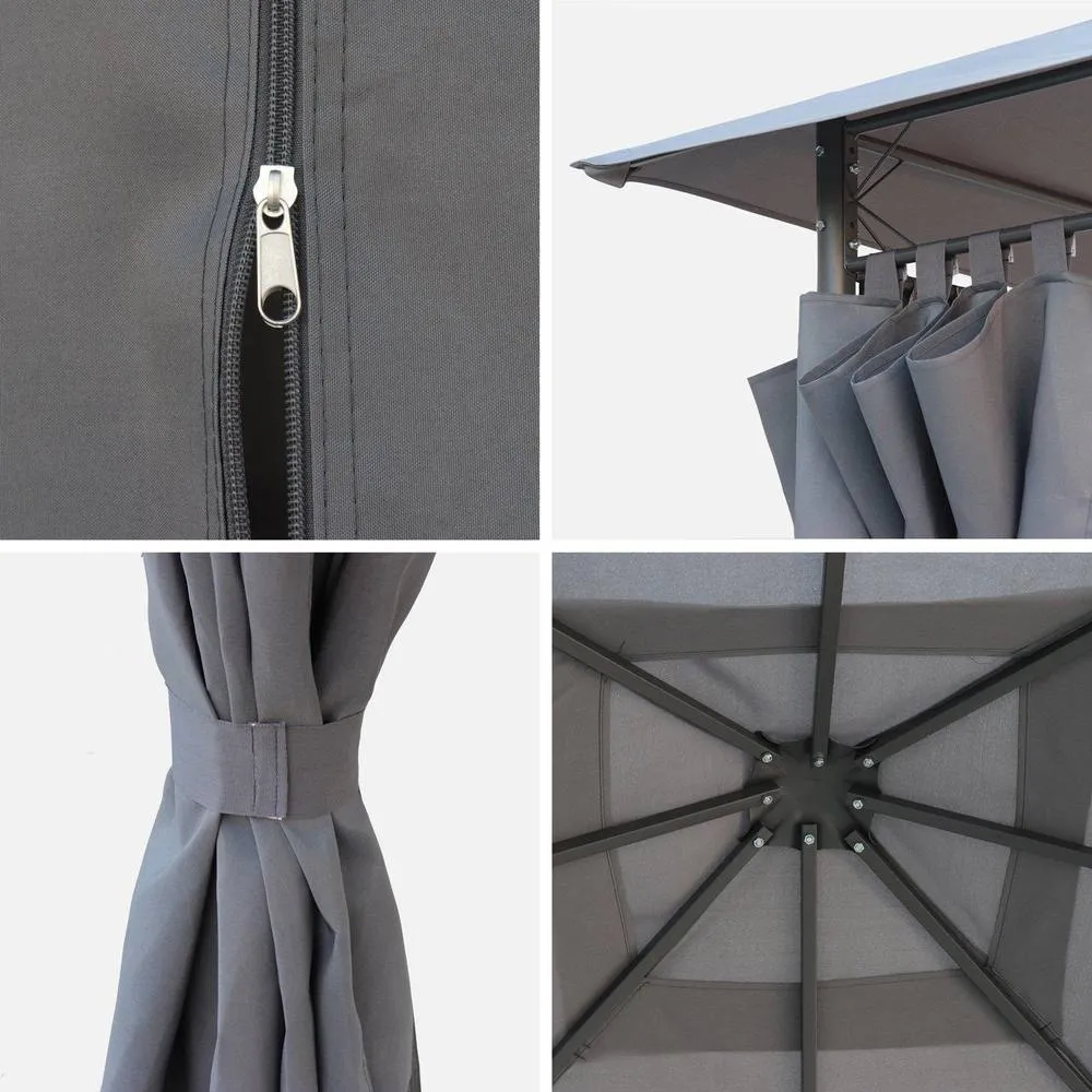 sweeek 3x3m Canopy Roof & Side Curtain Kit For Elusa in Grey 2