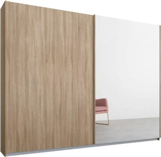 Malix 2 door 225cm Sliding Wardrobe, Oak frame,Oak & Mirror doors , Premium Interior